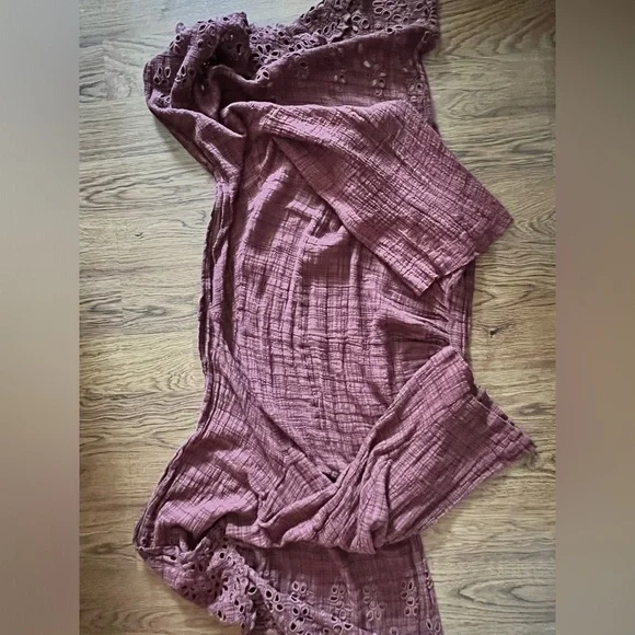 FREE PEOPLE Amaira Kimono gauze M/L Floral $128 Lace Trim Open Front Cardigan - Picture 10 of 12